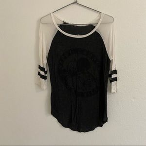 black and grey striped cut off long sleeve